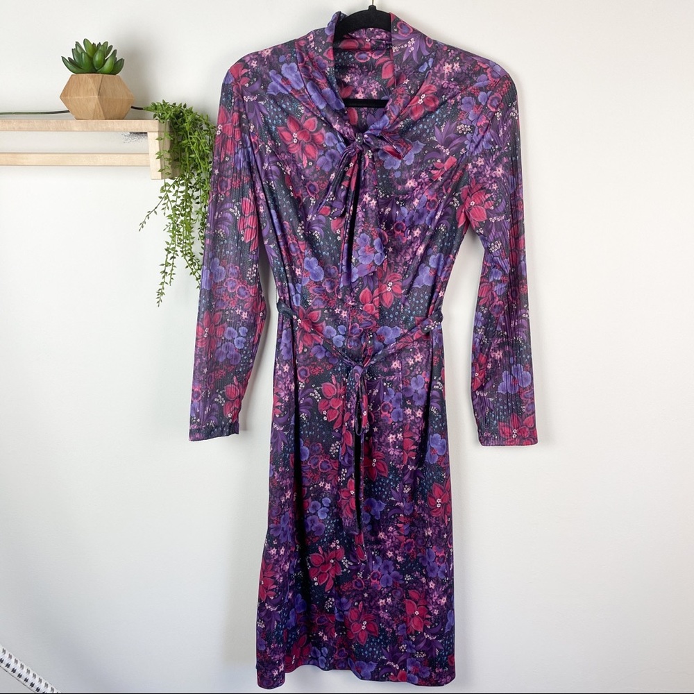 Vintage purple floral dress size 14 1/2